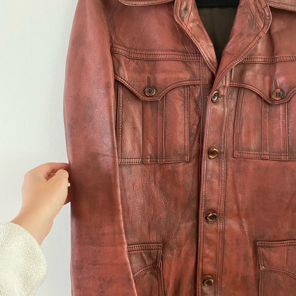 Reddish brown vintage 80s/90s faux leather jacket - Picture 4 of 6